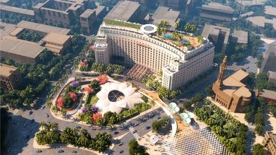 Photo, courtesy of PR Newswire, shows a rendering of the CairoHouse mixed-use development on Tahrir Square.